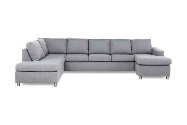 Crazy U-sofa Xl, Lysegrå M. Runde Metalben (Venstrevendt)
