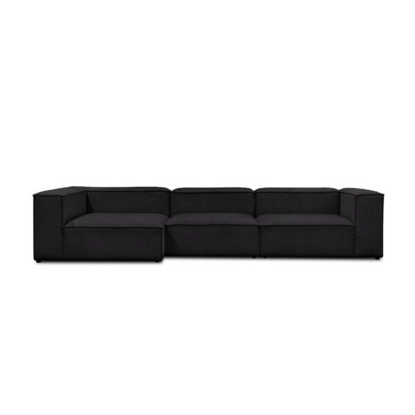 Lissabon 360cm sort chaiselong sofa, venstrevendt