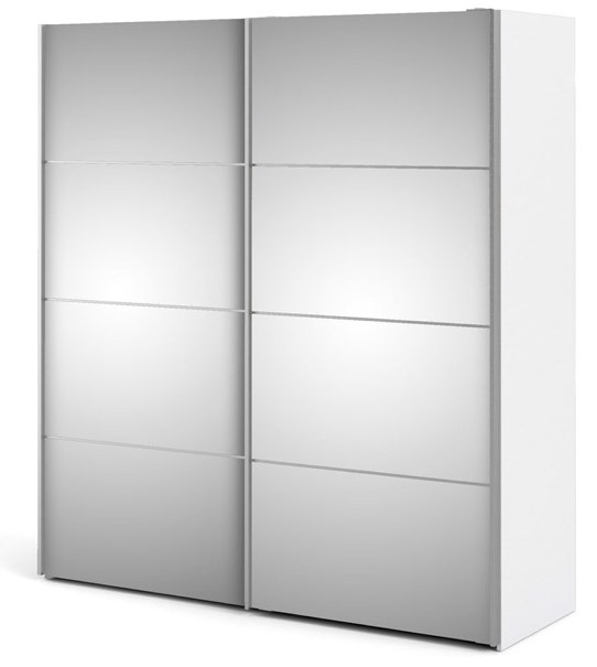 Modena garderobeskab 180cm bredt hvidt med 2 spejlskydedøre