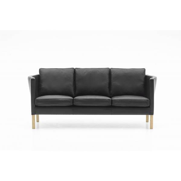 Nielaus AV59 3 pers. sofa - m. læder i prisgruppe 1 og bøgetræsben