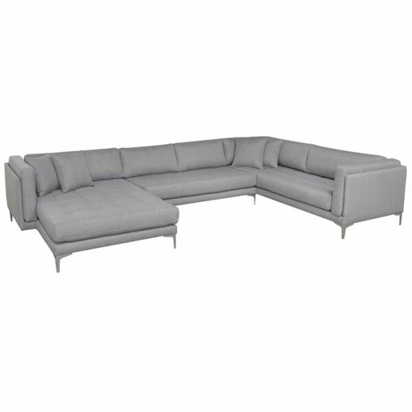 Tampa U-sofa med chaiselong - Venstrevendt i mørkegrå med stålben