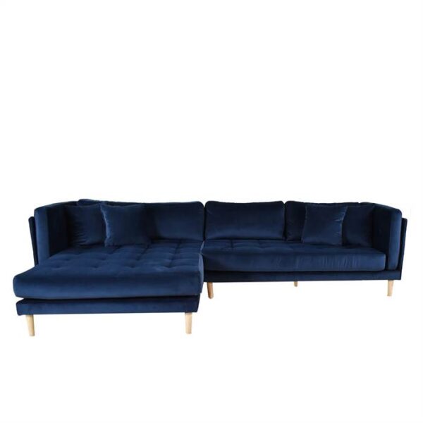 Tampa sofa med chaiselong - L 295 cm - Blå velour