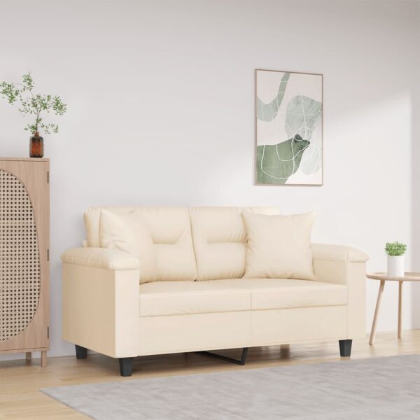 vidaXL 2-personers sofa med puder 120 cm mikrofiberstof beige