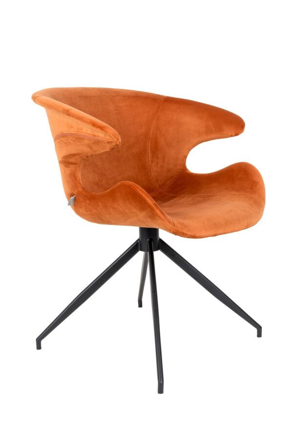 MIA Spisebordsstol med armlæn Orange velour - Zuiver