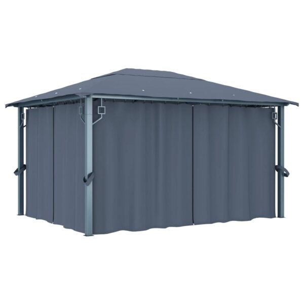 vidaXL havepavillon med gardin 400x300 cm aluminium antracitgrå
