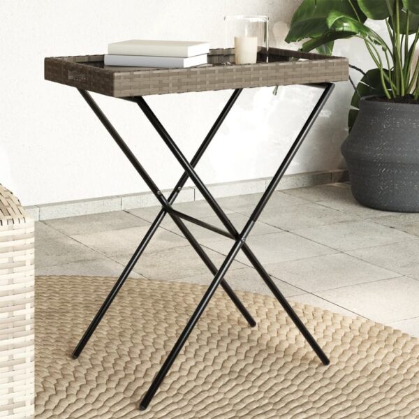 vidaXL bakkebord 65x40x75 cm polyrattan grå