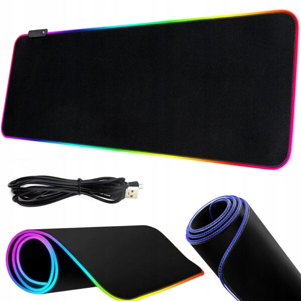 LED-oplyst gaming musemåtte XXL, 80x30x0.3 cm